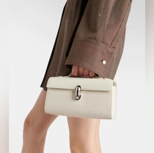 Savette Symmetry White Leather Clutch